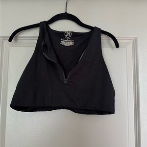 Sage Black Zip Front Crop Top